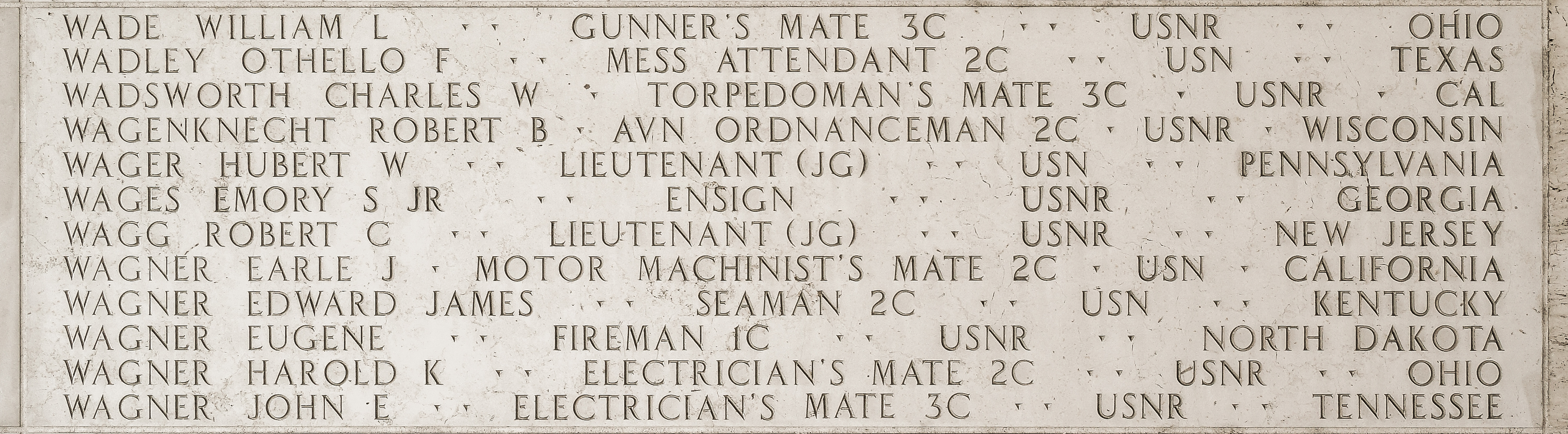 John E. Wagner, Electrician's Mate Third Class